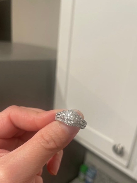 Vera Wang VOW Diamond Two-Row Wedding Band 1/2 ct tw 14K  Vera Wang Diamond Engagement Ring + Wedding Band